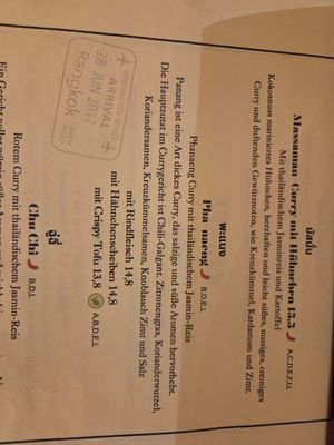 Vegetarian labelled options (please make sure to ask if it contains fish sauce!! The curry contains fish sauce) at Bangkok-Eck in Steiermark