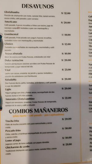 Breakfasts at "Gloriabamba" Restaurant in Cajamarca