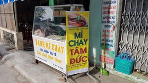 The food stall. You can't miss it at Banh Mi Chay Tam Duc in Hue