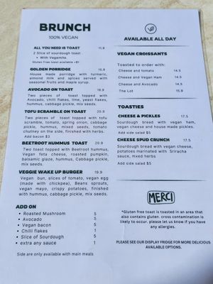 Menu April 2025 at Veggie Vie Hahndorf in Adelaide