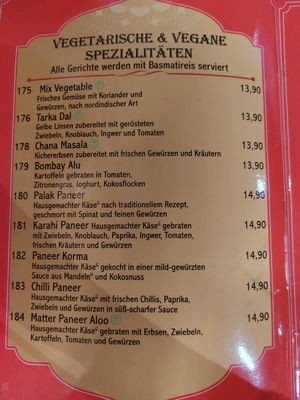 Menu at Maharaja Alzenau in Bayern