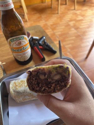 Vegetarian burrito   at Manolo’s Taco Bar in Luang Prabang Province