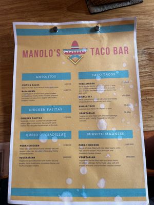 Menu  at Manolo’s Taco Bar in Luang Prabang Province