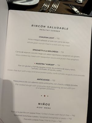 Vegan menu  at Paprika in Lima