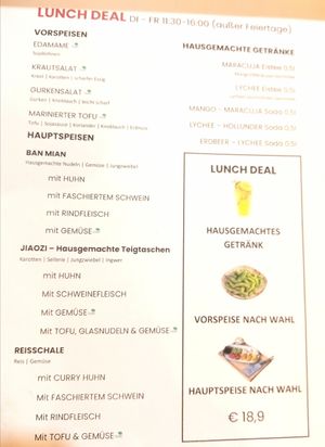 Menu Nov2025 at Jin's Bistro 1140 in Wien