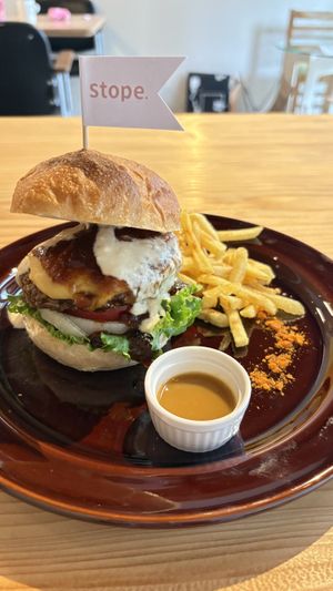 Cheese burger   at Stope. Vegan Cafe in Kyoto
