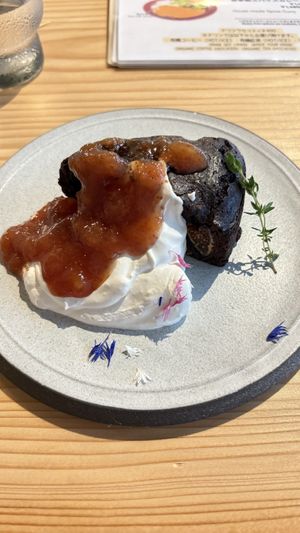 Chocolate fig cake   at Stope. Vegan Cafe in Kyoto