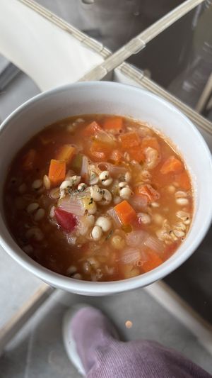 Soup of the day - minestrone  at Stope. Vegan Cafe in Kyoto