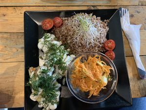 Dish of the week zucchini stuffed with tofu and some other stuff 👍👌 at Vege Miasto in Warsaw