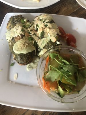 Baked potatoes with vegan cheese  at Vege Miasto in Warsaw