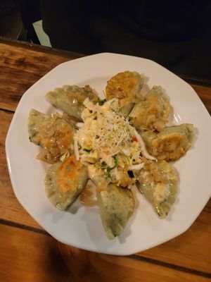 spinach pierogi at Vege Miasto in Warsaw