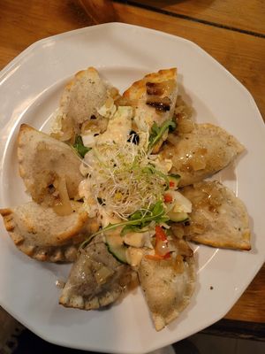 mushroom pierogi at Vege Miasto in Warsaw