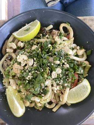 Dish of the Day: Udon with Cashew, Lime and Shitake Mushrooms  at Vege Miasto in Warsaw