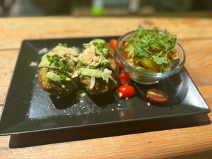 Stuffed potatoes at Vege Miasto in Warsaw