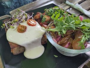 FAJNA BABKA (potato cake - strongly recommended) at Vege Miasto in Warsaw