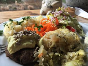kotlet with potatoes and salad  at Vege Miasto in Warsaw