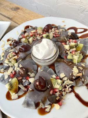 Blueberry pierogi  at Vege Miasto in Warsaw