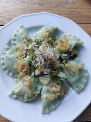 pierogi szpinakowe - 32zł at Vege Miasto in Warsaw