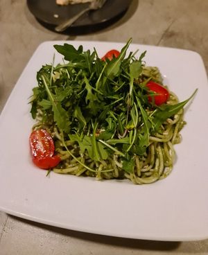 Pesto pasta at Vege Miasto in Warsaw