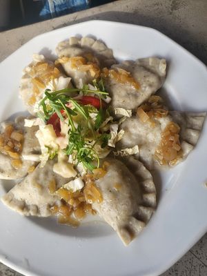 Cabbage and Mushroom Dumplings at Vege Miasto in Warsaw