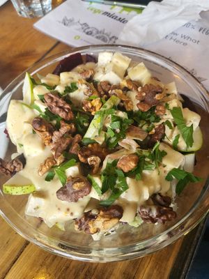 Beet in green salad at Vege Miasto in Warsaw