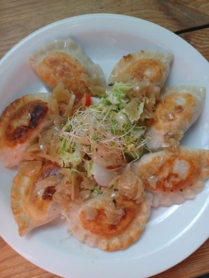 Pierogi with potatoes at Vege Miasto in Warsaw