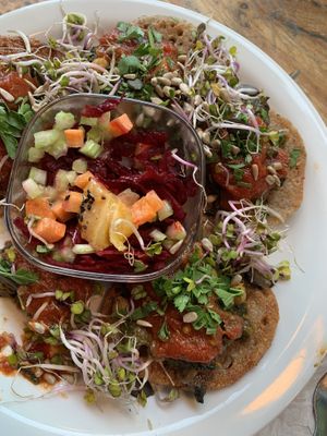 Buckwheat pan cakes  at Vege Miasto in Warsaw