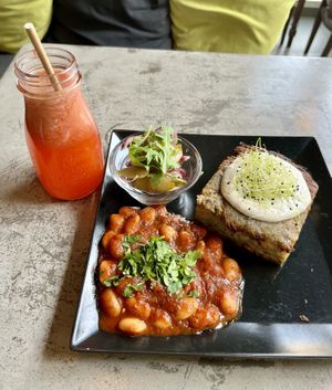 Fajna babka with strawberry mint lemonade  at Vege Miasto in Warsaw
