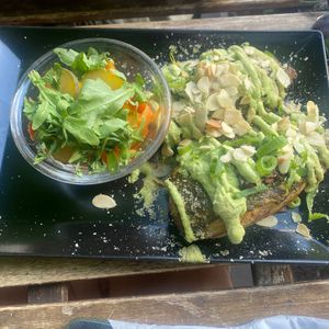 Potatoes with tempeh and vegan saucee  at Vege Miasto in Warsaw