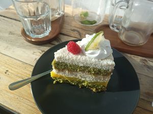 Lime cake - good but not awesome at Vege Miasto in Warsaw