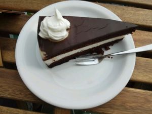 cream and chocolate cake :) at Vege Miasto in Warsaw