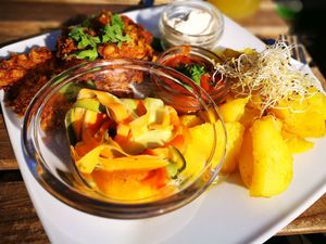 the week's special dish - loved the mushrooms coated in cirnflakes (i.e. turned into schnitzel) at Vege Miasto in Warsaw