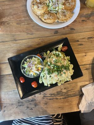 spinach pancakes  at Vege Miasto in Warsaw