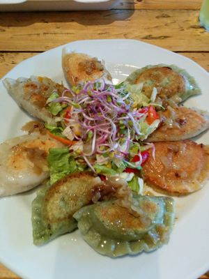 four kinds of perogies at Vege Miasto in Warsaw