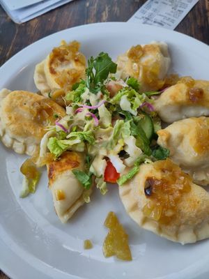 Dumplings with Tofu and potatos at Vege Miasto in Warsaw