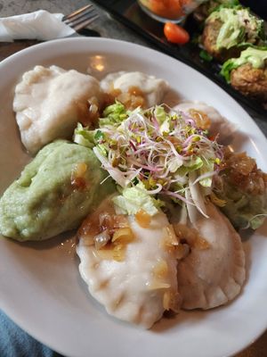 Boiled pierogi at Vege Miasto in Warsaw