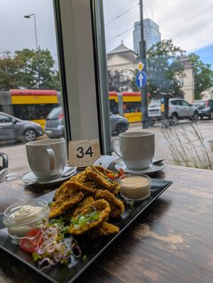Oyster Mushroom Nuggets, highly recommended! at Vege Miasto in Warsaw