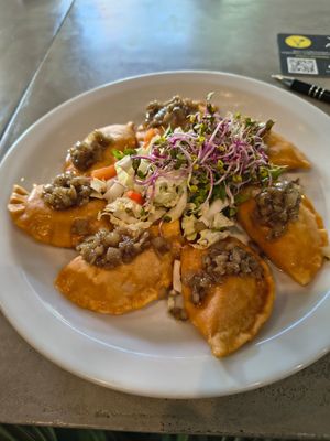 Vegetable dumpling with lentils at Vege Miasto in Warsaw