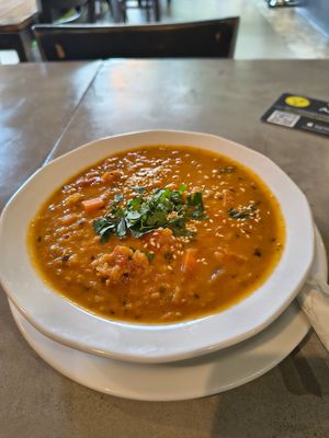 Spicy Dahl soup at Vege Miasto in Warsaw