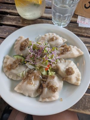 Tofu-Kartoffel-Pierogi at Vege Miasto in Warsaw