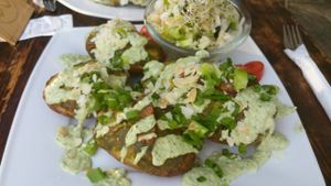 Creamy stuffed potatoes at Vege Miasto in Warsaw