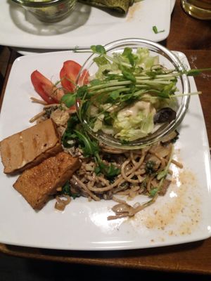 Noodles with smoked tofu at Vege Miasto in Warsaw