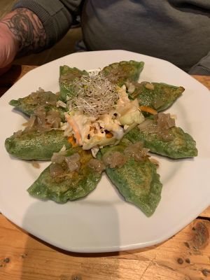 Spinach and Tofu Pierogi’s  at Vege Miasto in Warsaw