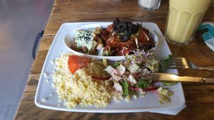 Aubergine main dish, very delicious at Vege Miasto in Warsaw