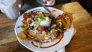 The sweet dish with pancakes was HEAVEN for our daughter at Vege Miasto in Warsaw