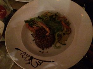 red rice with sauté veggies with coconut milk at DosTrece in Barcelona