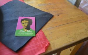 their business card at DosTrece in Barcelona