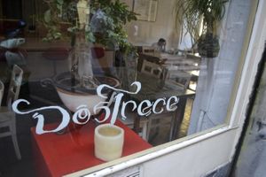 outside of the restaurant at DosTrece in Barcelona