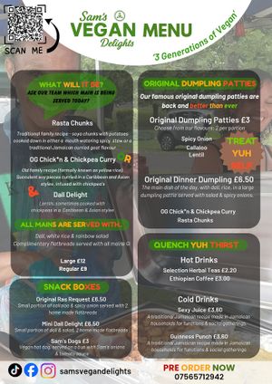 Our Menu - every Friday & Saturday. at Sam's Vegan Delights - Birmingham  in Birmingham