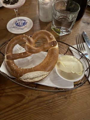 bretzel with margerine  at Hofbräuhaus Melbourne in Melbourne